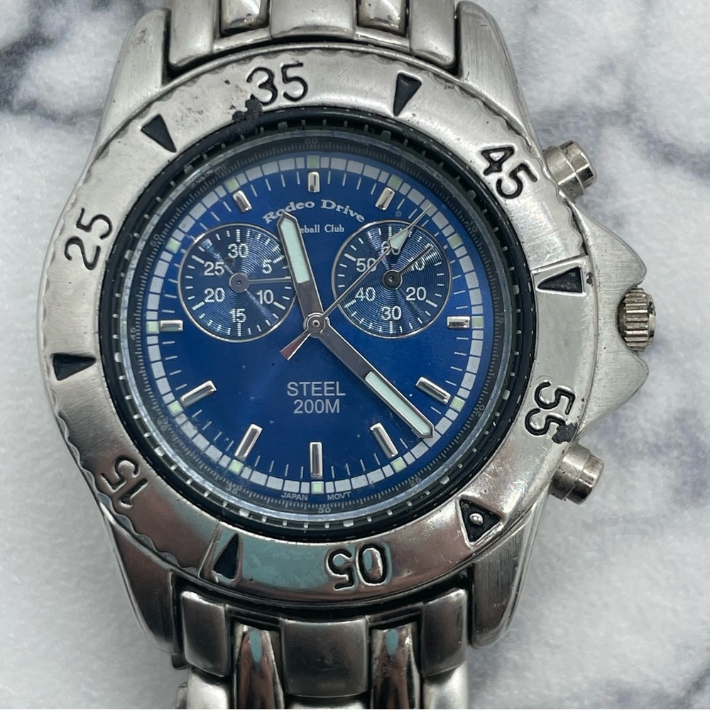 Rodeo Drive Steel Watch with Blue Dial Water Resistant 200m